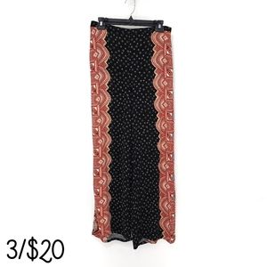 Xhilaration Bohemian Wide Leg Casual Pants Flowy Medium Black & Orange